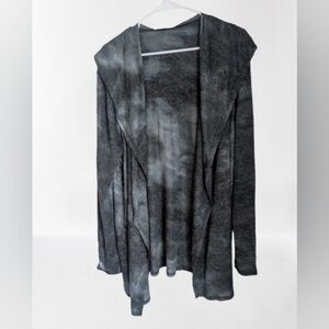 Chic Soul - Women's Gray Tie Dye Open Front Hooded Cardigan- XL